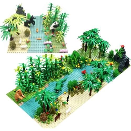 Rain Forest Plants Base Plate City Building Blocks for Children Xmas Birthday Gifts Compatible Bricks with Baseplate