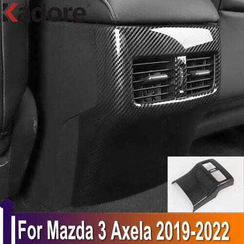 For Mazda 3 M3 Axela 2019 2020 Carbon Fiber Interior Accessories Armrest Rear Air Conditonnal Vent Cover Trim AC Outlet Panel