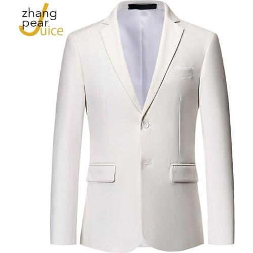 Men Blazer Suit Men Business Casual Single Breasted White Suit Blazer Slim Fit Plus Size Formal Wear Groom Dress Blazer Trend