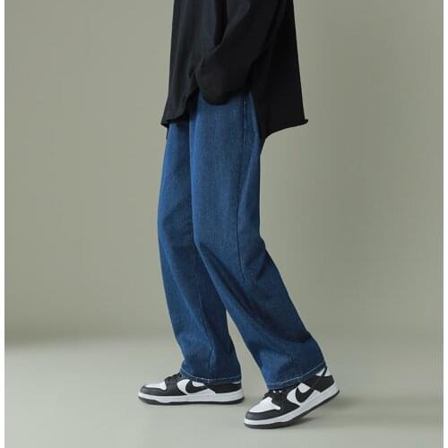 Autumn Cotton Wide-leg Jeans Mens Fashion Blue Black Casual Jeans Mens Streetwear Loose Hip-hop Straight Denim Trousers Men