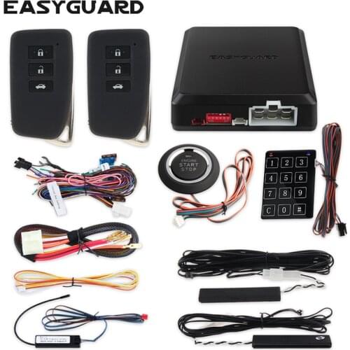EASYGUARD PKE car alarm kit with auto lock unlock remote engine start & keyless go password keypad for DC12v cars hopping code