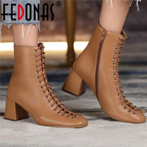 FEDONAS Elegant Chelsea Boots For Women Cross Tied Genuine Leather Shoes Woman Heels Winter Newest Wedding Party Ankle Boots