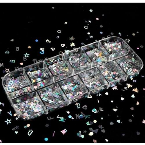 Holographic Glitter Letter Shape Resin Filling Sequins Paillette Jewelry Epoxy DIY Resin Mold Decoration Nail Art Glitter Flakes
