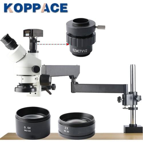 KOPPACE 5MP USB 2.0 Industrial Camera Trinocular Stereo Zoom Microscope 3.5X-90X Magnification Mobile Phone Repair Microscope