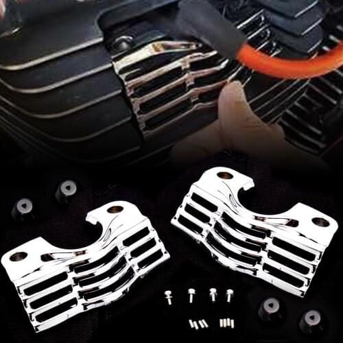 L/R FINNED SLOTTED HEAD BOLT SPARK PLUG COVERS FOR HARLEY TOURING ELECTRA STREET GLIDES ROAD KINGS 99-14 13 12 11 10 09 08 07 06