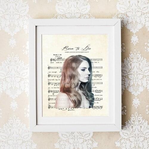 Lana Del Rey, Born to Die Lyrics, Music Sheet Art Print Portrait Canvas Painting Posters and Prints Wall Art for Room Home Decor