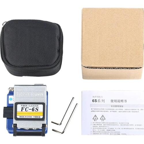 Fiber Optical Cleaver FC-6S 12 Blades Tool bag for FTTX FTTH Cutting with Fiber Scrap Collector and Blue Guide High Precision