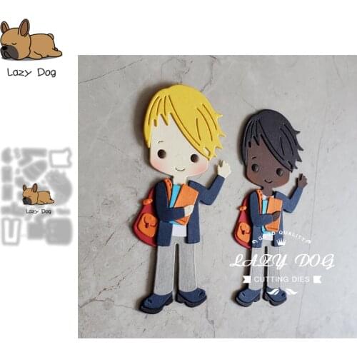 Boy go to school Metal Cutting Dies Scrapbooking Stencil DIY Mold Knife Craft Embossing Die Cuts Card Making New Dies For 2021