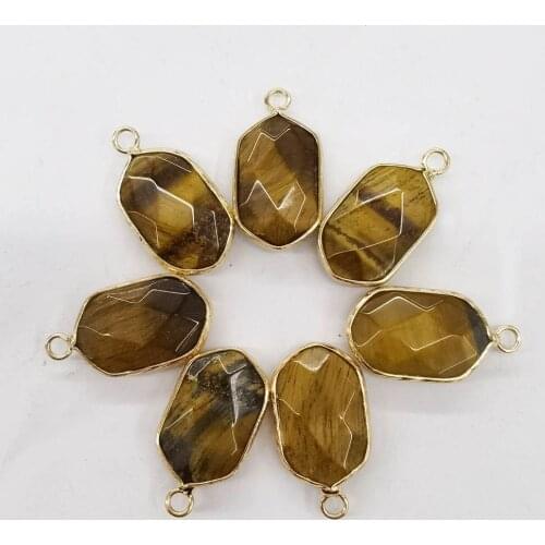 Fashion natural stone pendants tiger eye Connector for Bracelets necklaces Jewelry Making 12pcs/lot wholesale free shipping