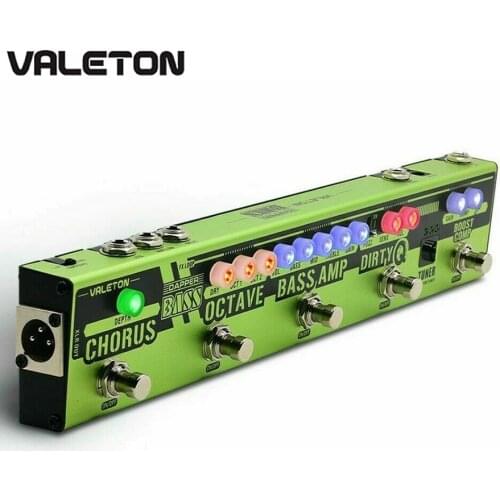 Valeton Dapper BASS Multi Effects Pedal Strip 6 in 1 Multi Effect Bass Tuner,Chorus,Octaver,Dirty Q & Boost Comp,Tuner VES-2