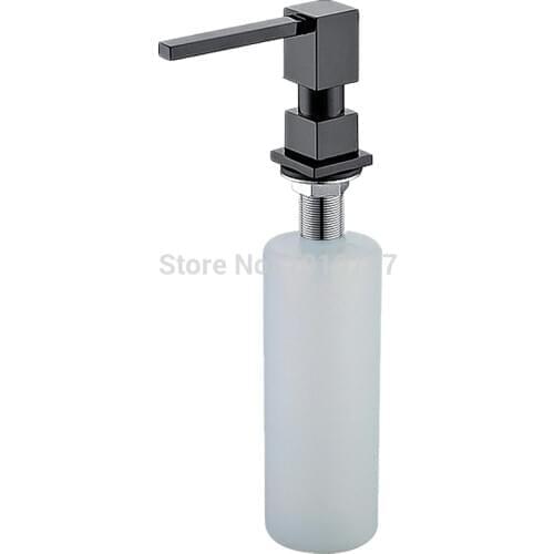 Newly Wholesale Promotion High Quality Square Style Pure Black/Brushed Nickel/Chrome/Gold Solid Brass Kitchen Soap Dispenser