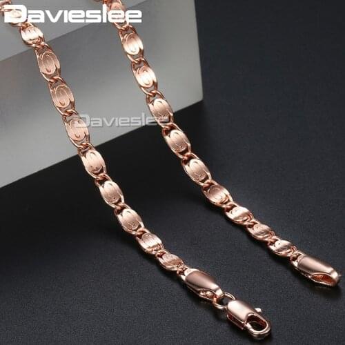 Davieslee Womens Necklace Chain for Women Snail Link Rose Yellow Gold Filled Mens Womens Chains Necklaces Jewelry 4mm DLGN283