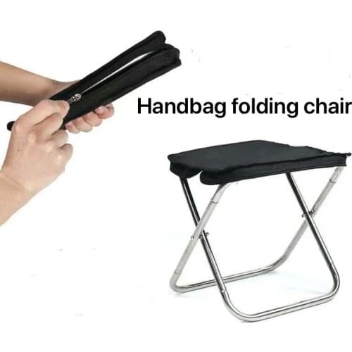 Outdoor stainless steel handbag folding stool, portable folding chair, camping chair, fishing stool, household items