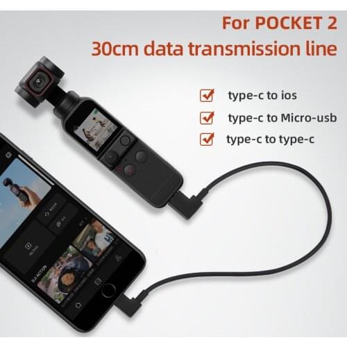 30cm Connector Cable for DJI Pocket 2 to Phone Conversion Data Cable OTG Converter Type-C to Micro-USB IOS Gimbal Accessories