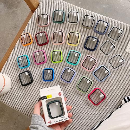 Glass+Case For Apple Watch Serie 6 5 4 3 SE 44mm 40mm iWatch Case 42mm 38mm Bumper Screen Protector+Cover Apple Watch Accessorie