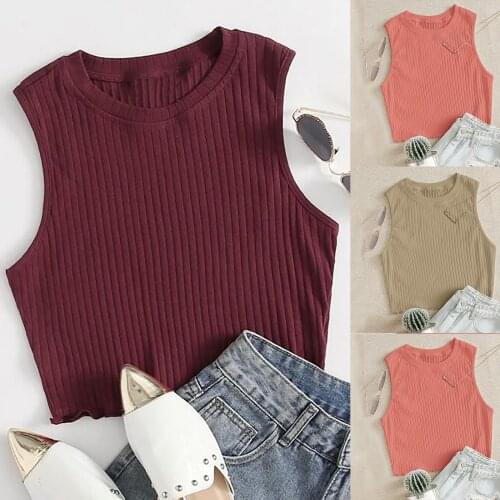 Women Tops Solid Sleeveless Pullover Vest Tank Crop Shirts Women Summer Blouse Shirts Sexy V Neck топик женский