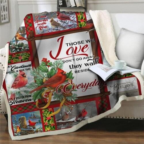 Gorgeous birds printed Throw Blankets Sherpa Fleece thicken Blanket Plush bedding couch Quilt cover lovely nap blanket Bedspread