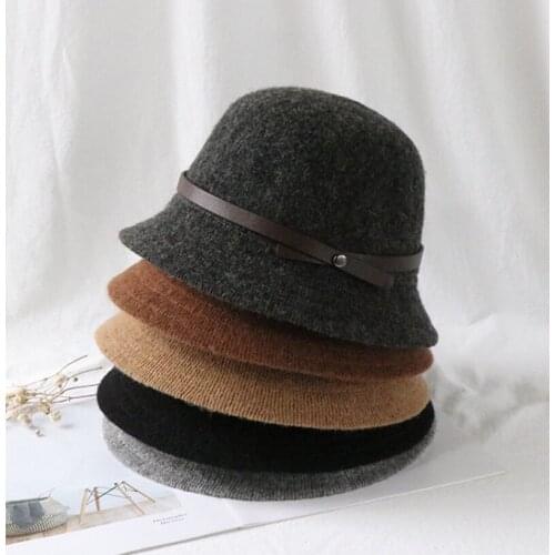 2021 Women Girls Vintage Wool Felt Bowler Derby Fedora Trilby Bowknot Fedoras Hat Cap For Woman
