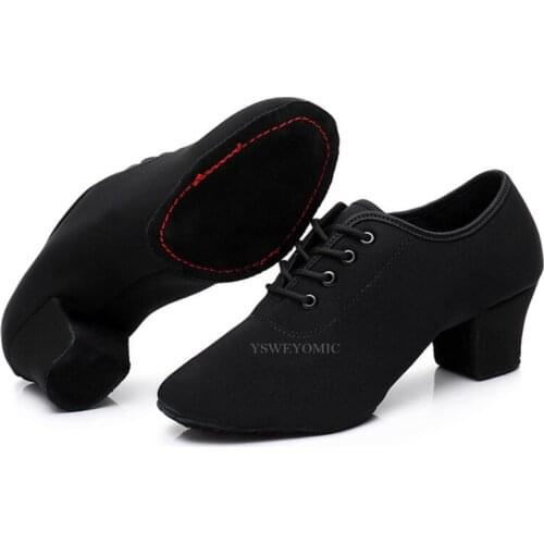 Dance Salsa Shoes 5cm Black Color Suede Sole Rubber Sole Woman Latin Dance Shoes