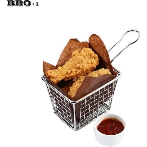 1 PC 10.2cm/4" Kitchen Skimmers Chips Strainers Food Class Wire Woven Stainless steel French Fries Basket Kitchen cooking Tool