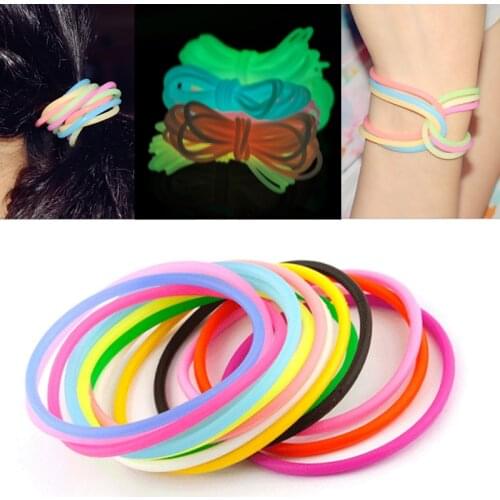 Hot Sale Candy Color 1PC High Quality Hair Accessories Elastic Hair Band Fluorescence Silicone Hair Rope Bracelets