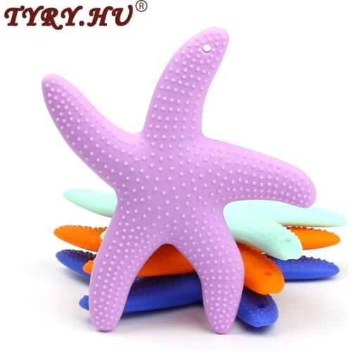TYRY.HU 1Pc Starfish Shaped Baby Teethers BPA Free Food Grade Baby Teething Chewable Toys Silicone Oral Nursing Necklace Pandent