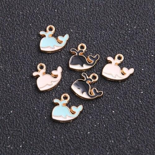 8pcs 12*14mm Four Color Alloy Metal Drop Oil Whale Charms Pendant For DIY Bracelet Necklace Jewelry Making