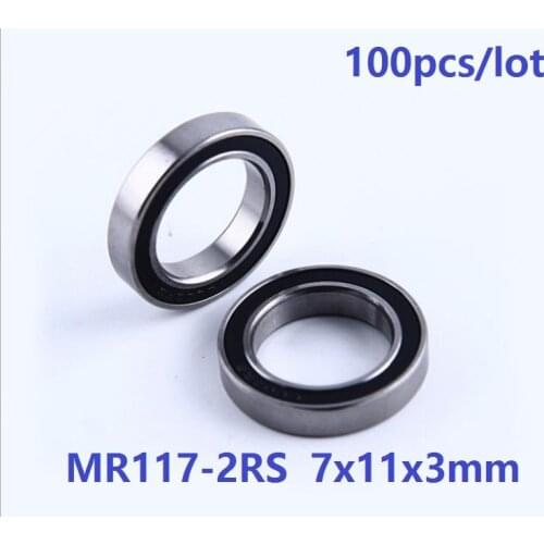 100pcs/lot MR117-2RS MR117RS MR117 RS 2RS 7x11x3mm Thin tube Miniature Deep Groove Ball Bearing 7*11*3mm 677-2RS