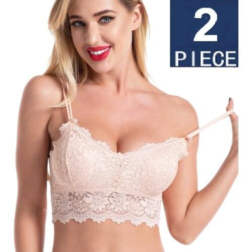 2PCS bra plus size lace bra Womens underwear seamless sexy bralette BH top push up crop top invisible bra Brassiere lingerie