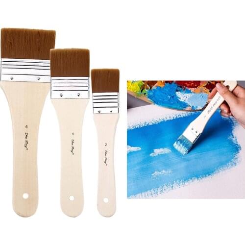 3pcs Paint Brushes Set Nylon Brush for Oil Watercolor Artist Painting Art Craft Brushes with Wood Handle Trim Paint Brush