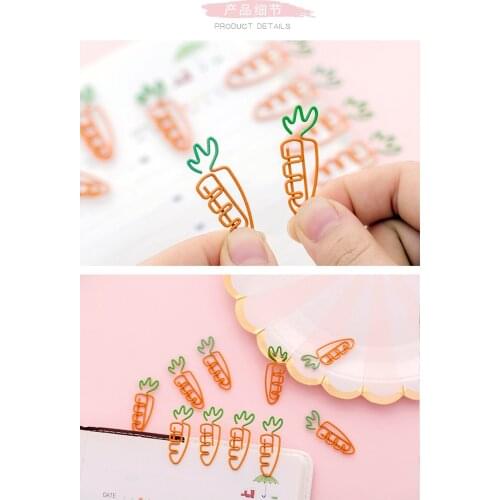 8pcs Cute carrot shape paper clip student supplies student cosplay paper clip office student special paper clip