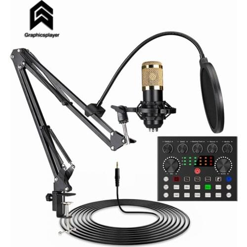 Live Sound Card BM800 V8S Bluetooth Mixer Condenser Microphone Audio Sound Card Live Broadcast Recording USB 3.5mm Type Channels