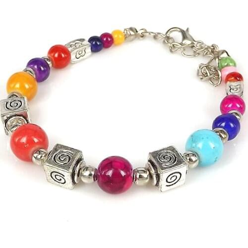 Lusion Brand Tibet Ethnic Simple Square Beads Bracelet For Woman Accessories Bijoux Fashion Collar Charms bracelets & bangles