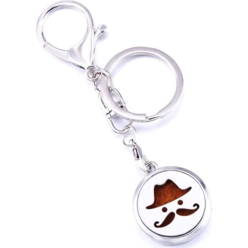 Fine Bearded Old Man Fashion Stainless Steel Perfume Keychain Aromatherapy Essential Oil Diffuser Aroma Locket Keyring Jewelry