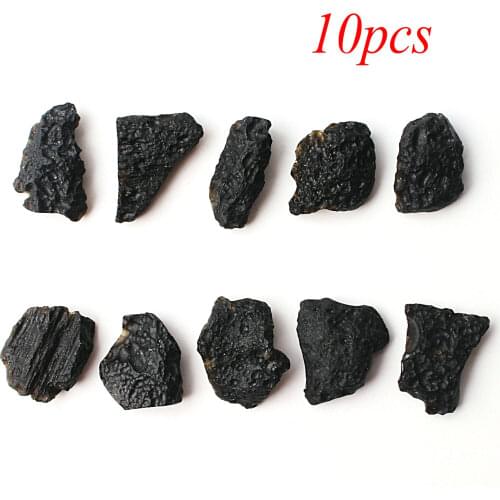 10Pcs Black Natural Thai Tektaitai Rough Meteorite Space Rock Gift