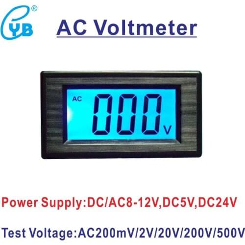 YB5135D LCD Digital Voltmeter AC 200mV 2V 20V 200V 500V Calibrate Reading Voltage Meter Power DC5V 24V DC AC 8-12V Volt Tester