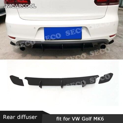 For Volkswagen VW Golf 6 VI MK6 GTI R20 Fins Shark Style ABS Rear Bumper Lip Diffuser Trim Cover Car Styling