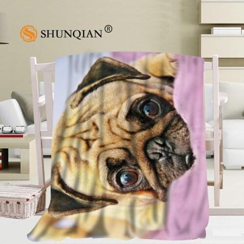 Custom Dogs Pug Puppy blanket Flannel Falafel Fabric 56x80inch 50X60inch 40X50inch Sofa Bed Throw Blanket Kid Adult Warm Blanket