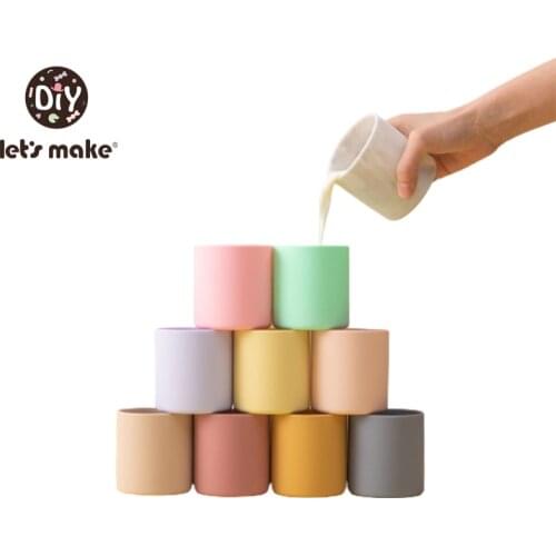 Lets Make Baby Cup 1PC Pure Color Silicone Cup With Straw Kid Learn To Drink Cup Not Break NO BPA Safe Baby Drinking Cup