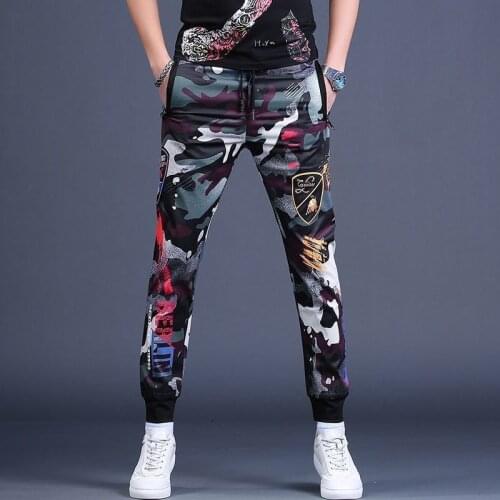Summer Mens Camouflage Slacks Light Luxury Jogging Pants Elastic Ankle-Tied Sports Pants Korean Fashion Streetwear Skinny Pants
