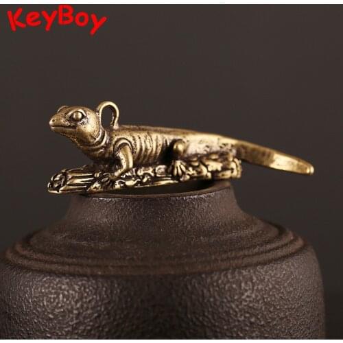 Brass Lizard Animal Pendant Keychain Metal Copper Key Chain Rings Accessories Handmade Men Car Keyrings Charms for Women Jewelry