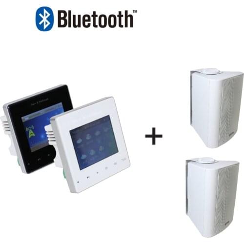 Mini 2-CH 25w Bluetooth wireless pa home audio background music system in wall mounted amplifier with 2 pcs wall mounted speaker