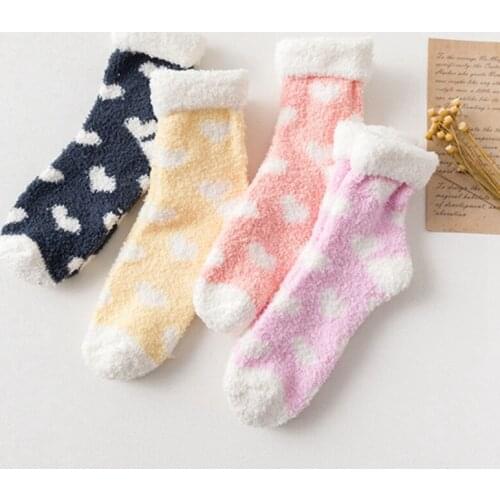 Fashion Candy Warm Lady Heart Cute Winter Kawaii Thick Casual Women Socks Fuzzy Fluffy Terry Warm Socks Short