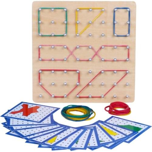 Montessori Toys Kids Creative Graphics Rubber Tie Nail Boards Children Educational Wooden Toys Preschool Brinquedos Juguetes