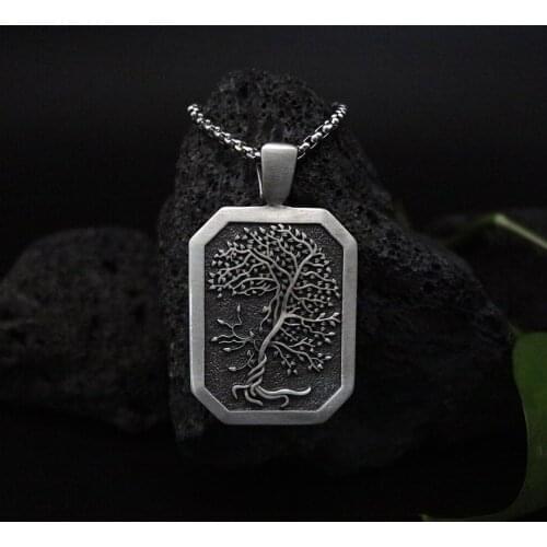 World Tree of Life Totem Viking Old Vintage Tag Mens Explosion Necklace Pendant Mens Necklace