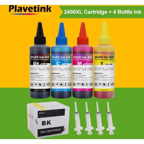 Plavetink 4 Color Refillable Ink Kit+ PGI2400 XL Compatible Ink Cartridge For Canon PGI-2400 MAXIFY MB5140 MB5340 MB5440 MB5040