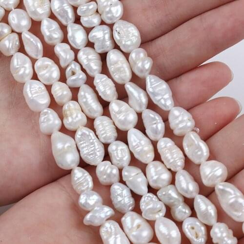 Wholesale 8-9mm White Natural Freshwater Keshi Pearl Strand Straight Hole For Jewelry Making