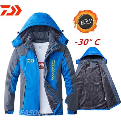 New Daiwa Jacket Man Plus Velvet Warm Thick Fishing Clothing Windproof Fishing Jacket Winter Outdoor and Sports Fishing Clothes