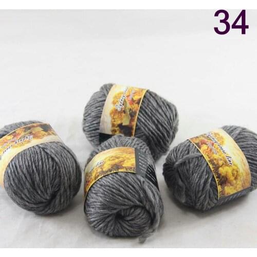 New Sale 4 SkeinsX50g Womens Knit Scarves Shawls Rainbows 100% Wool Chunky Yarn 834 Dark Gray