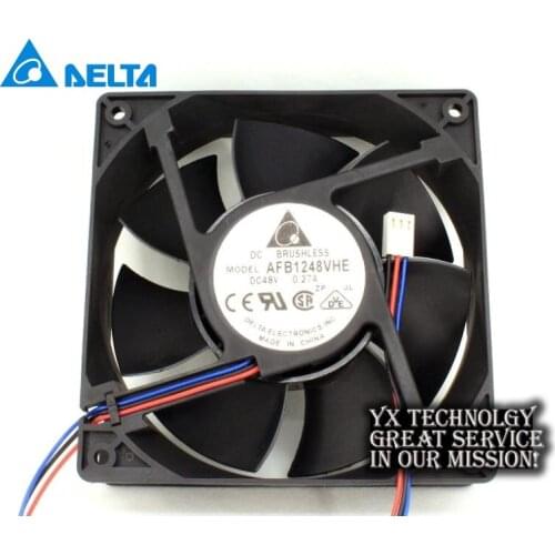 New AFB1248VHE 12038 12cm 120mm 48V 0.27A 3 wire dual ball bearing cooling fan for Delta 120*120*38mm